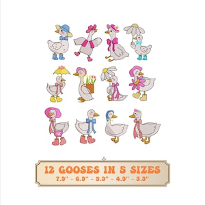 Coquette Silly Goose Bundle Embroidery Design 5 Sizes, Floral Goose Bow Embroidery, Funny Goose Embroidery, Cute Funny Duck Embroidery File