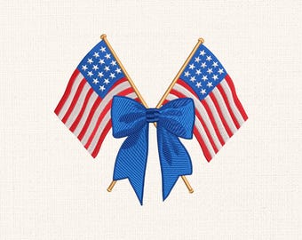 Coquette USA Embroidery Design, Patriotic Flag Embroidery Design, 4th of July, American Girly, Country July, American Flag Embroidery Design