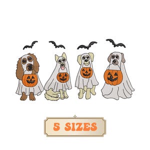 Dog Ghost Embroidery Design 5 Sizes, Halloween Ghost Puppy Paw Embroidery File, Halloween Ghost Dog Spooky Season Embroidery, Dog Lover Gift
