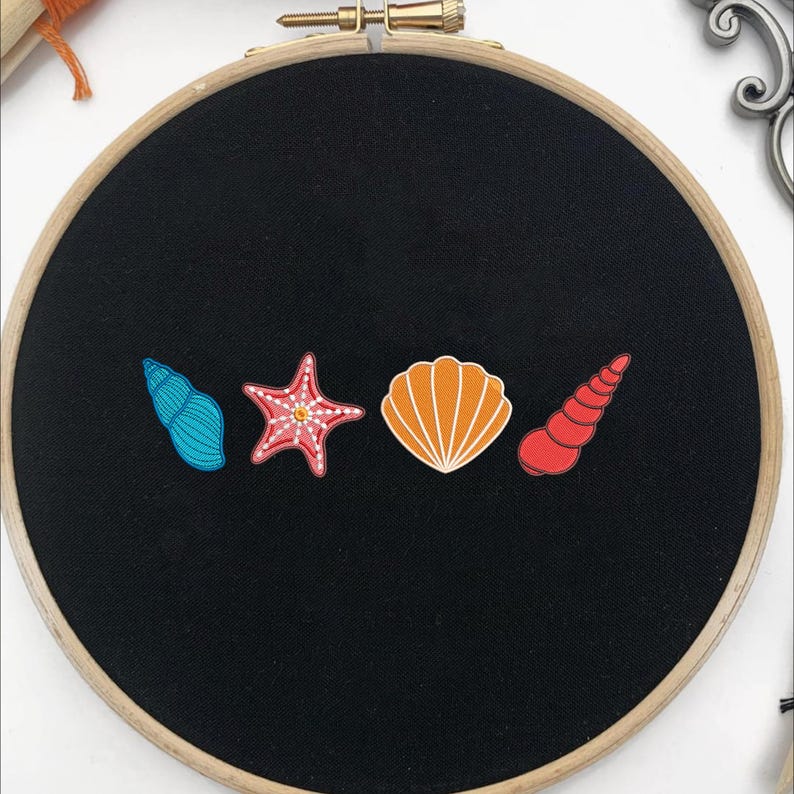 Sea Shells Embroidery Design 5 Sizes, Beach Embroidery Design, Summer ...