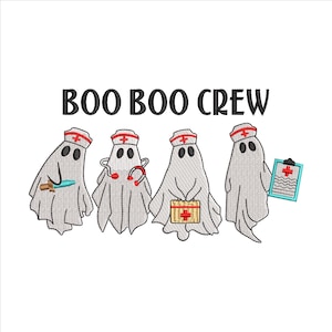Nurse Ghost Embroidery Designs 5 Sizes, Nurse Halloween Embroidery, Halloween Nurse Embroidery Designs, Boo Boo Crew Machine Embroidery File