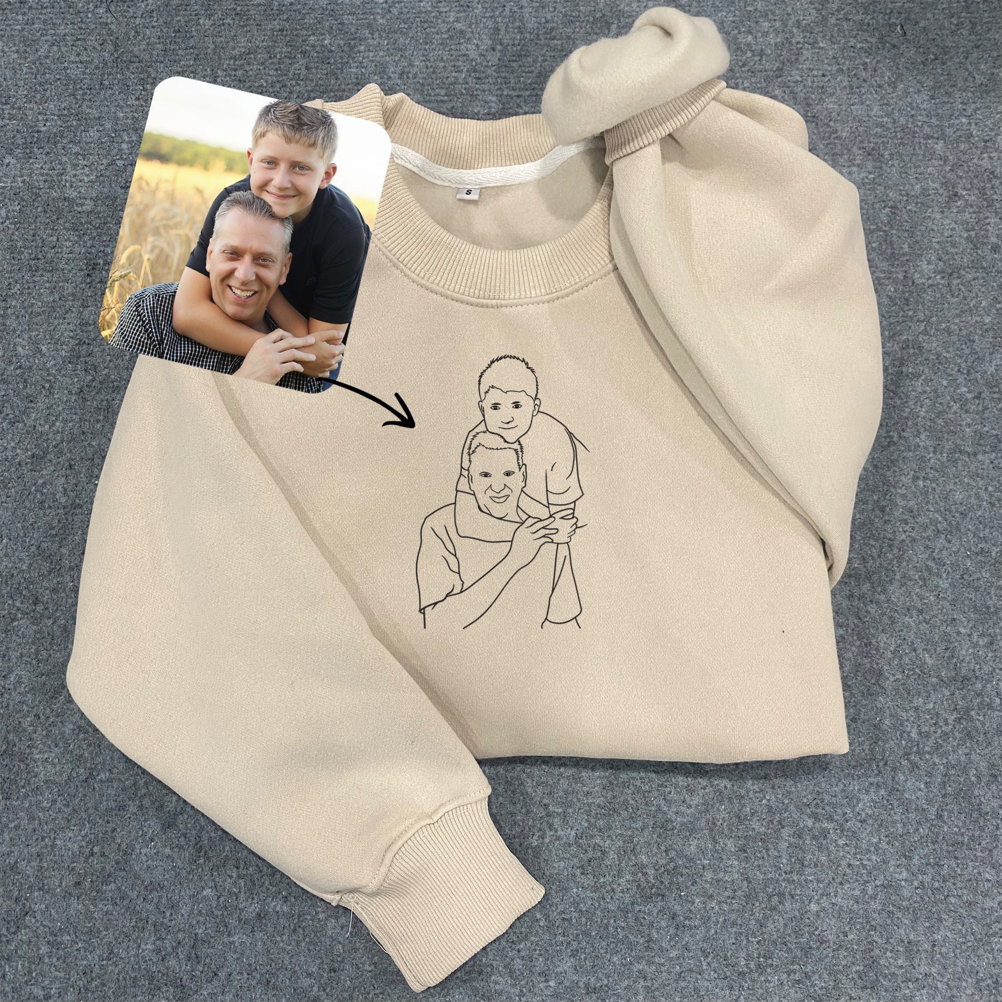 Custom Outline Photo Embroidery Design for Dad, Custom Dad Embroidery ...
