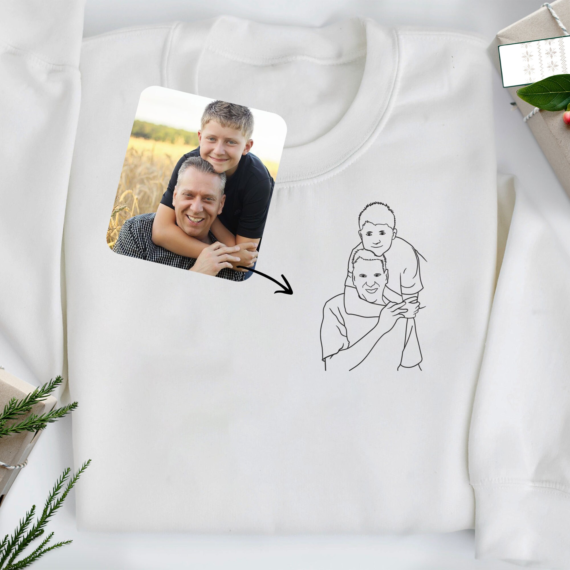 Custom Outline Photo Embroidery Design for Dad, Custom Dad Embroidery ...