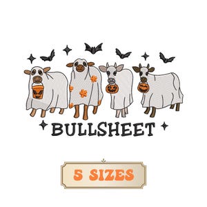 Bull Sheet Embroidery Design 5 Sizes, Ghost Cows Embroidery Design, Halloween Ghost Machine Embroidery Files, Farm Animal Embroidery Design