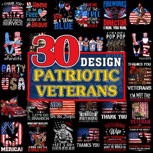 30 Patriotic Veteran Bundle Png Sublimation Design, Military Bundle PNG, Veteran USA Military Design, Veteran Day Png, 14th of July Army Png