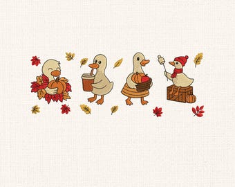 Cozy Goose Fall Embroidery Design, Funny Goose Autumn Embroidery File, Cute Cozy Season Embroidery Design, Goose Fall File, Instant Download