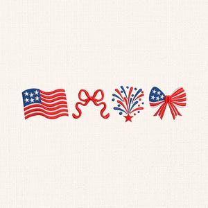 4th of July Embroidery Design, American Girly USA Embroidery File, Coquette Bow Embroidery Design, 4th of July File, Instant Download