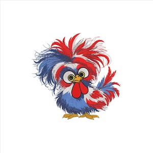Funny Chicken Flag US Embroidery Design, Chicken Patriotic 4th of July, Chicken Independence Day, Machine Embroidery, Instant Download.