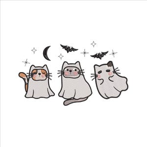 Cute Cat Ghost Embroidery Design 5 Sizes, Halloween Machine Embroidery File, Ghost Machine Embroidery File, Spooky Season Embroidery Design