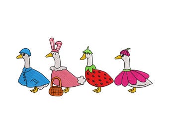 Cute Silly Goose Embroidery Design 5 Sizes, Cute Geese Machine Embroidery File, Lovely Goose Easter Embroidery, Spring Animal Embroidery