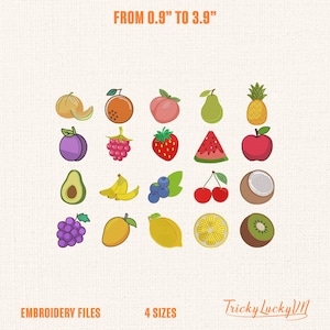 Mini Fruits Bundle Embroidery Design, Summer Embroidery Design, Fruits Embroidery Design, 20 Fruits Embroidery Files, Instant Download.