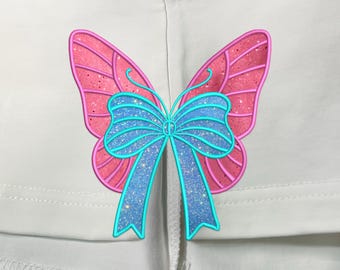 Butterfly Wings Coquette Bow Applique Embroidery Design 5 Sizes, Side Bow Appliqué Embroidery Design, Girly Bow Coquette Embroidery Design