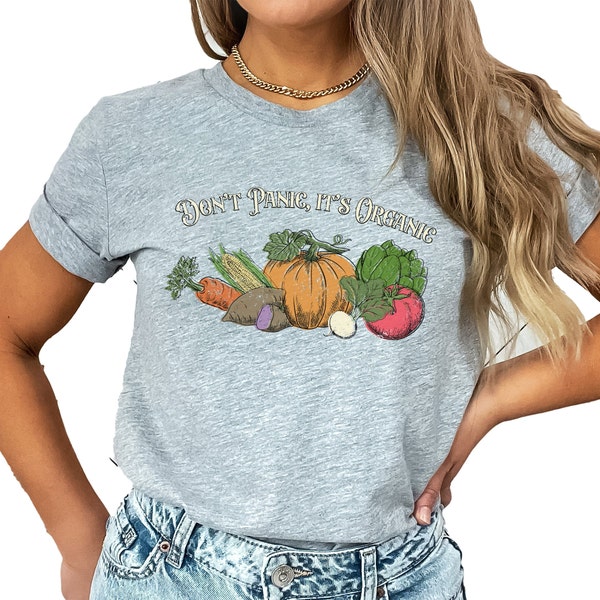 Don't Panic, It's Organic, vegetarian shirt,  vegan shirt, retro shirt, vintage shirt