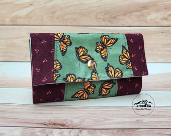 Burgundy Butterflies Compact Wallet