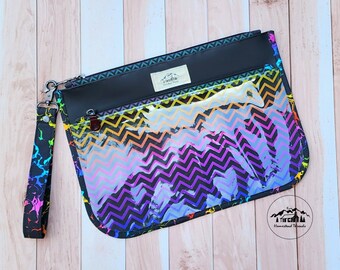 Rainbow on Black Wet/Dry Pouch Bag