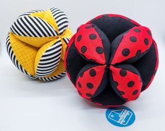 LadyBug/Bee Montessori Ball, Cloth Ball for Baby from 1st weeks, Baby Shower Gift / Christmas Gift and many other occasions, Development Toy
