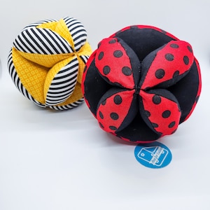 LadyBug/Bee Montessori Ball, Cloth Ball for Baby from 1st weeks, Baby Shower Gift / Christmas Gift and many other occasions, Development Toy image 1