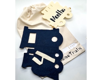 Train Monthly Baby Tracker with Name Tag...  Two Combinations - Two Sizes... Milestone Photo Prop... Baby Shower Gift !