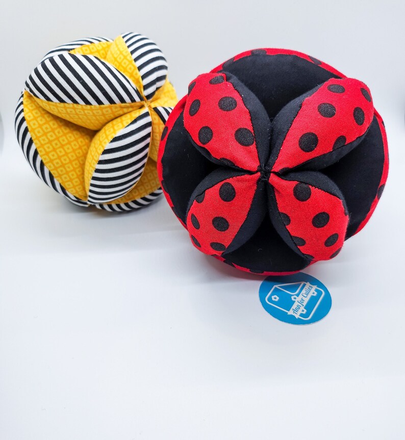 LadyBug/Bee Montessori Ball, Cloth Ball for Baby from 1st weeks, Baby Shower Gift / Christmas Gift and many other occasions, Development Toy image 1