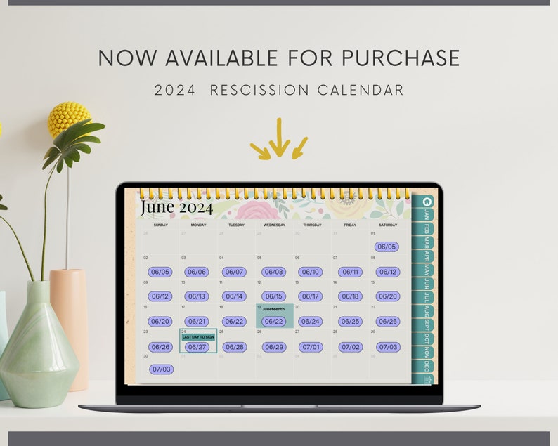 2024 DIGITAL RESCISSION CALENDAR Printable .pdf Bundle Loan Signing