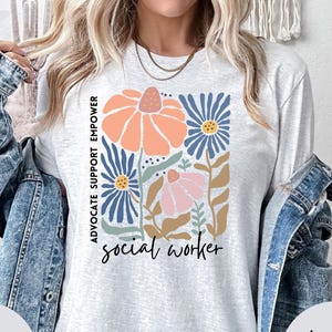 Social Worker Shirt School Social Worker Sweatshirt Social Worker Gift Social Worker Graduation Gift MSW LSW LCSW Shirt Floral Social Work