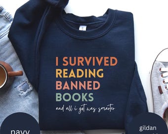 Shirt lezen verboden boeken, ik overleefde het lezen van verboden boeken, grappig leesgrage shirt, bibliothecaris cadeau, vrij lezen T-shirt, shirt boekenliefhebber, shirt boeknerd, shirt boeknerd
