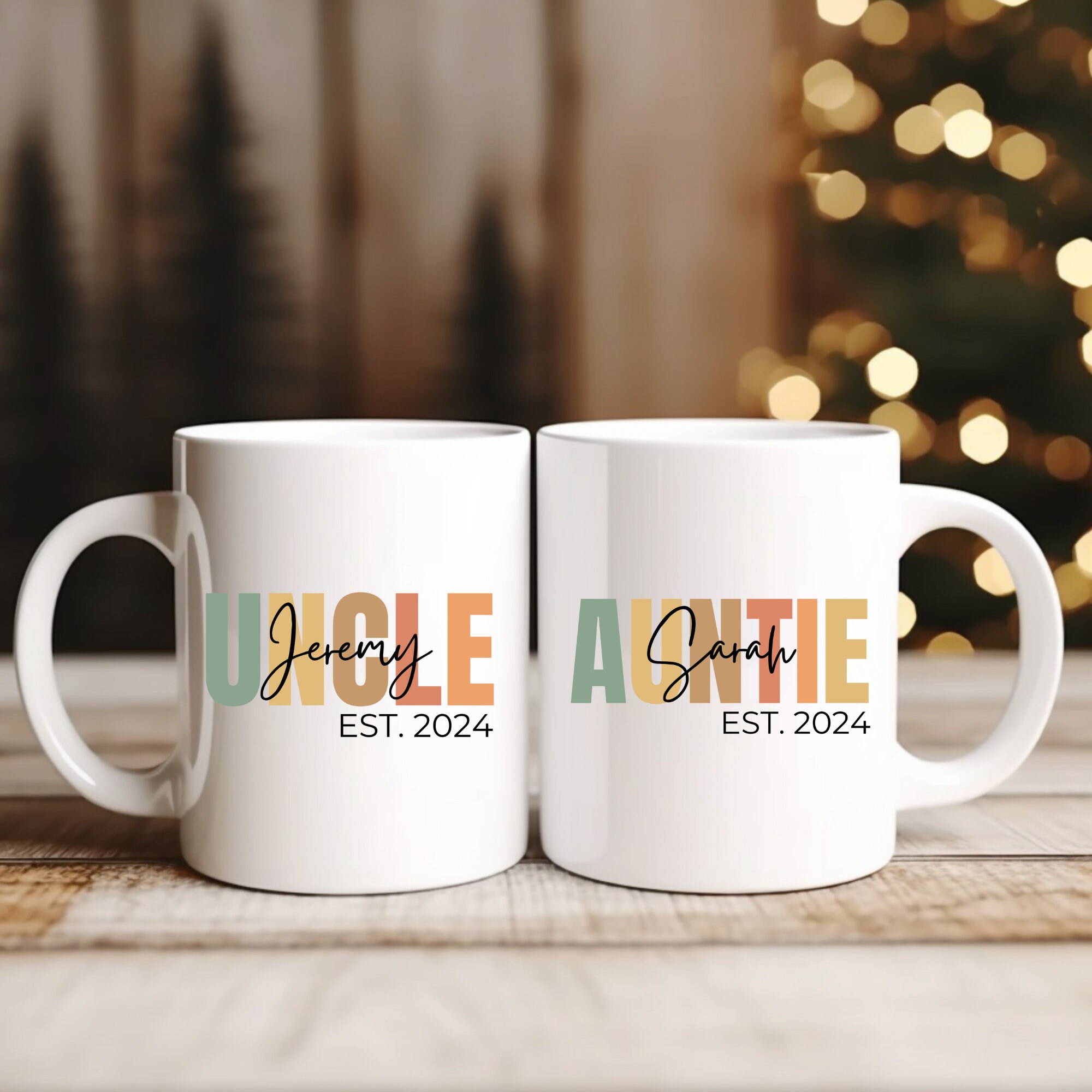 Gepersonaliseerde mok tante en oom, aangepast cadeau voor nieuwe tante en oom, nieuwe tante cadeau, nieuwe oom mok, gepromoveerd tot tante oom koffiemok