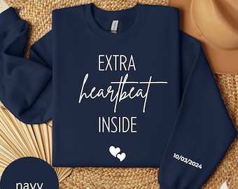 Moletom Extra Heartbeat Inside, Anúncio de Bebê, Revelação de Gravidez, Futura Mamãe, Estamos Esperando, Suéter de Maternidade, Roupa de Gravidez