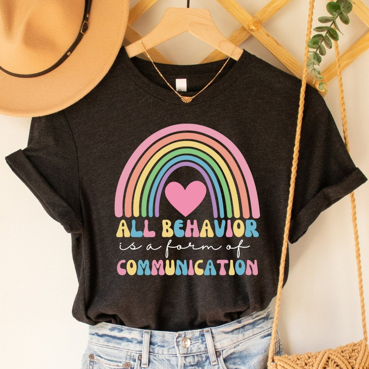 Behavior Is Communication T-Shirt For Women - Special Education Teacher Inspirational Tee, Cotton Blend - View #12