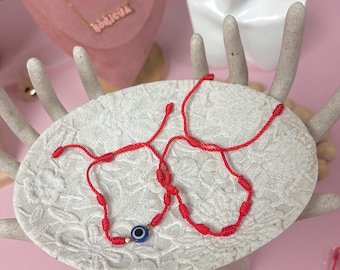 Bracciale Porta Fortuna 7 Nodi Rosso - Amuleto Protettivo Unisex Regolabile, Fatto A Mano