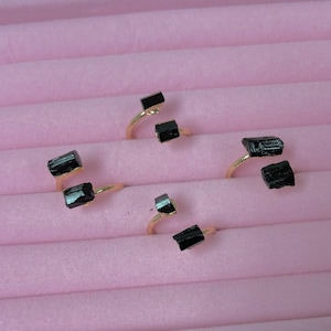 Schwarzer Turmalin Ring | Turmalin Schmuck | Statement Ringe | Vergoldete Ringe