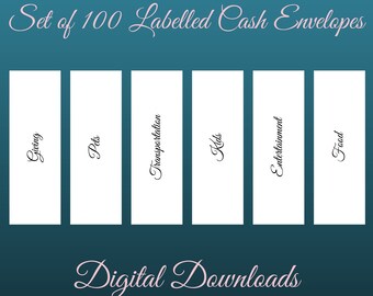 100 Easy to Fold Labelled Cash Envelopes for Money Envelope Saving System | Printable Cash Envelopes | Plain | Save Money | Pretty Budget
