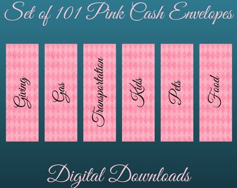 101 Easy to Fold Cash Envelopes for Money Envelope Saving System | Printable Cash Envelopes | Pink Diamond | Save Money | Pretty Budget