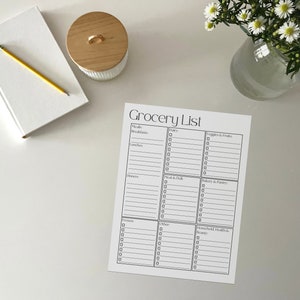 Grocery list printable, planner and checklist, instant download, grocery list inserts, master grocery list