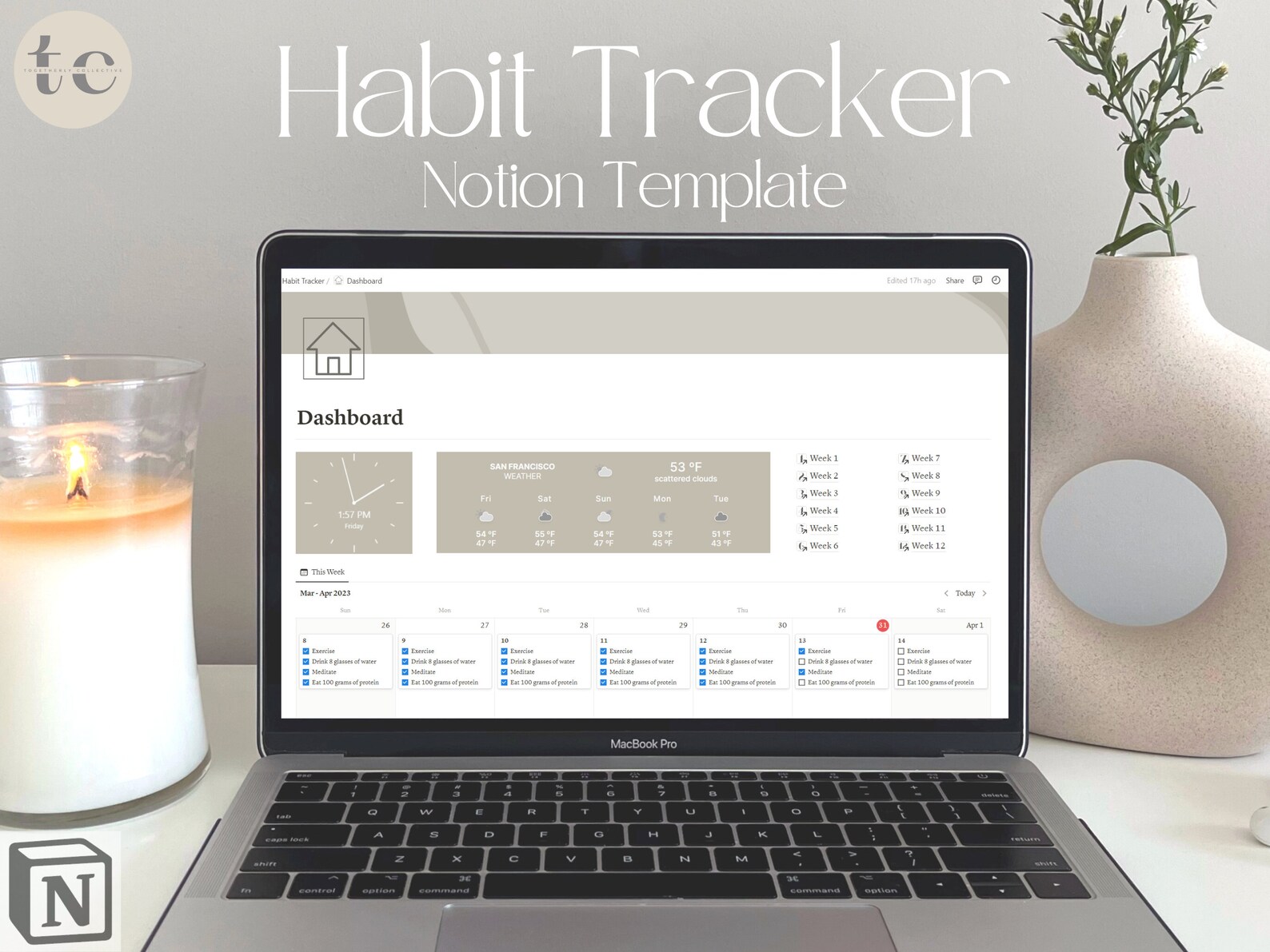 Atomic Habit Tracker Notion Template • Daily Routine & Mood Tracker