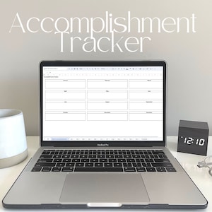 Task Tracker + Accomplishment Log - Productivity tool to track career success & personal development - Google Sheet + Excel Instant Download