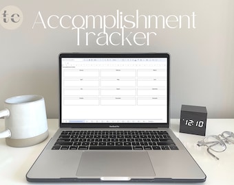 Task Tracker + Accomplishment Log - Productivity tool to track career success & personal development - Google Sheet + Excel Instant Download