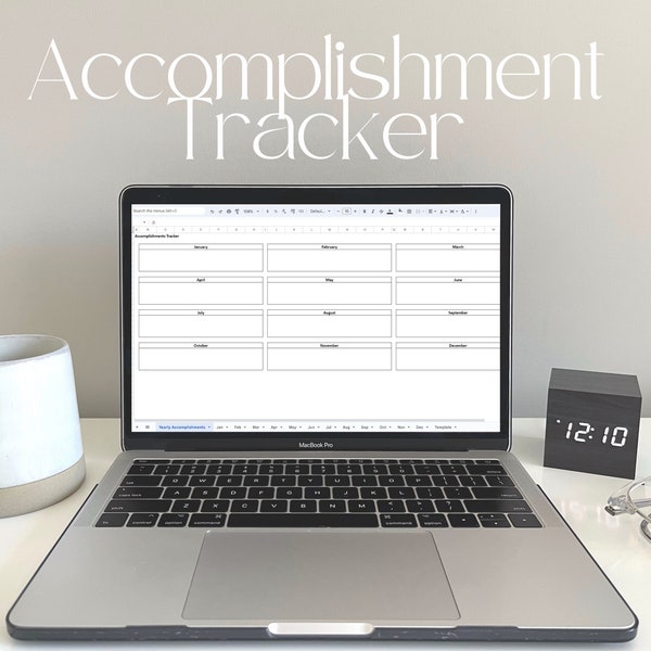 Task Tracker + Accomplishment Log - Productivity tool to track career success & personal development - Google Sheet + Excel Instant Download