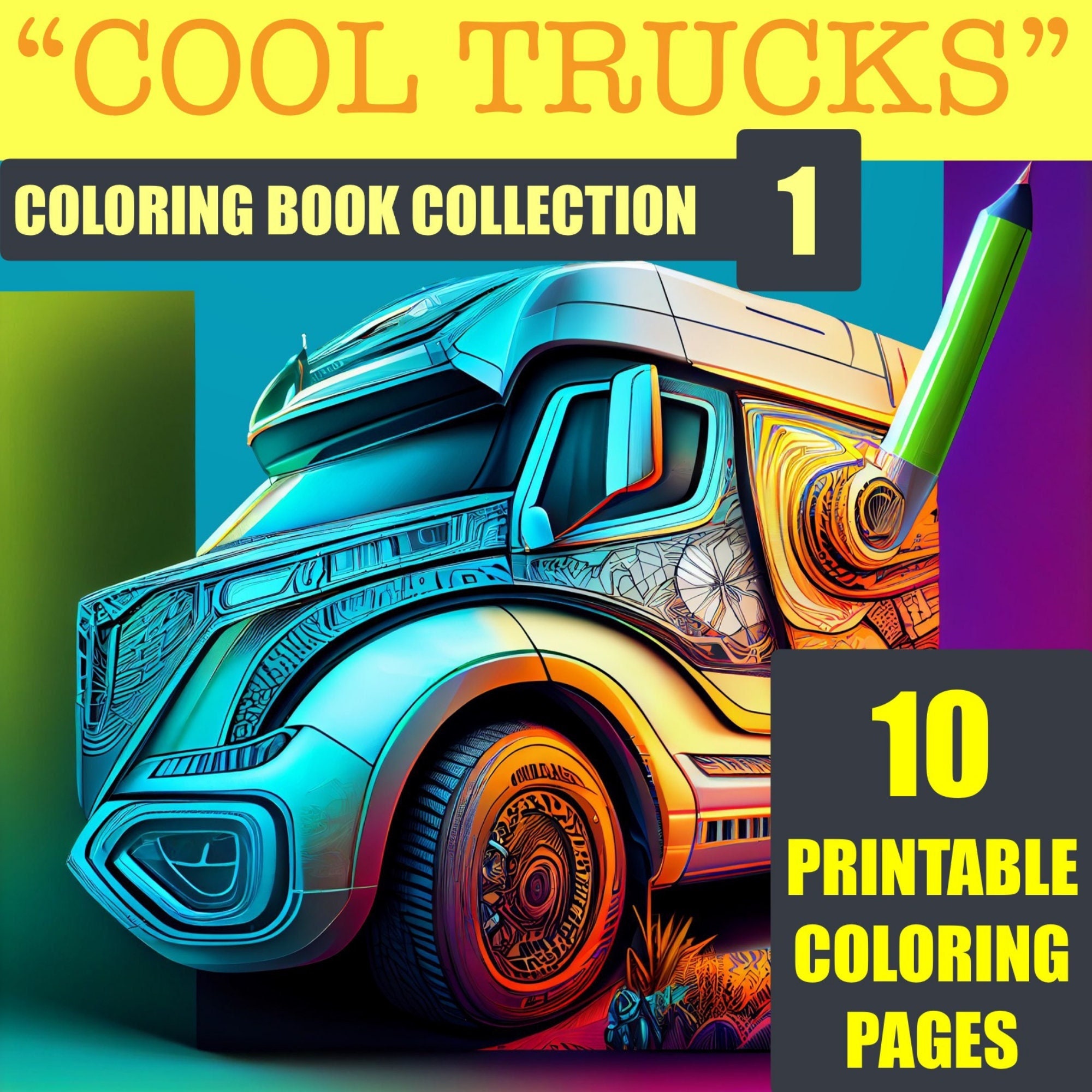 Super Truck Colouring Book Ages 8-12 KiT Publishing: Boys and Girls Coloring  Book, Inspired Designs of Things that Go