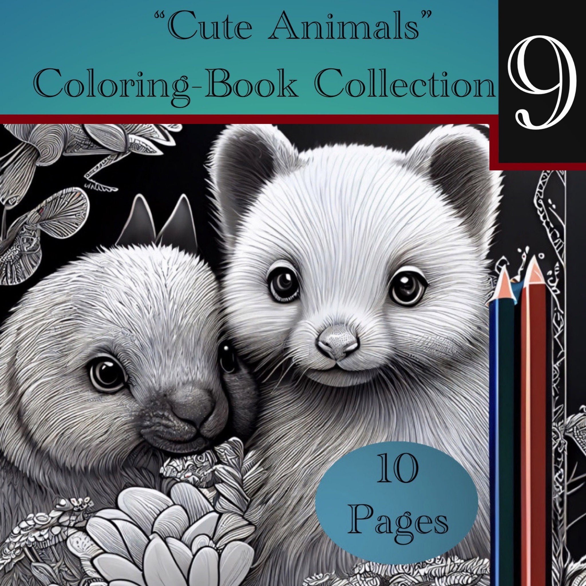 Cute Animals #9 - Coloring E-book (10 Cute Digital/printable Pages) - Etsy