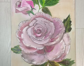 Rose Oil Painting, Floral Canvas Art (40x50 cm)