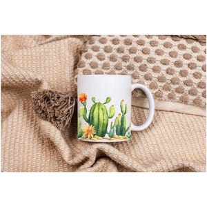 Cactus Mug, Cactus Design Mug, Succulent Mug, Cactus Coffee Mug, Cactus Tea Mug, Cactus Print Mug, Ceramic Cactus Mug, Desert Plant Mug