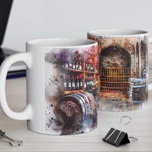 Tazza per la vinificazione, Tazza artistica per il vino, Tazza per gli amanti del vino, Tazza per i vigneti, Regalo per il vino, Tazza per la cantina, Artigianato del vino, Tazza per l&#39;uva, Appassionato di vino, Tazza per la degustazione del vino,
