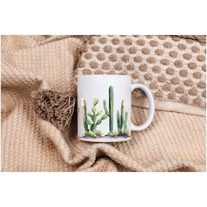 Cactus Mug, Cactus Design Mug, Succulent Mug, Cactus Coffee Mug, Cactus Tea Mug, Cactus Print Mug, Ceramic Cactus Mug, Desert Plant Mug