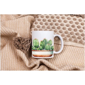Cactus Mug, Cactus Design Mug, Succulent Mug, Cactus Coffee Mug, Cactus Tea Mug, Cactus Print Mug, Ceramic Cactus Mug, Desert Plant Mug