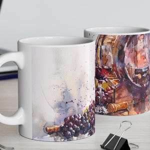 Tazza per la vinificazione, Tazza artistica per il vino, Tazza per gli amanti del vino, Tazza per i vigneti, Regalo per il vino, Tazza per la cantina, Artigianato del vino, Tazza per l&#39;uva, Appassionato di vino, Tazza per la degustazione del vino,