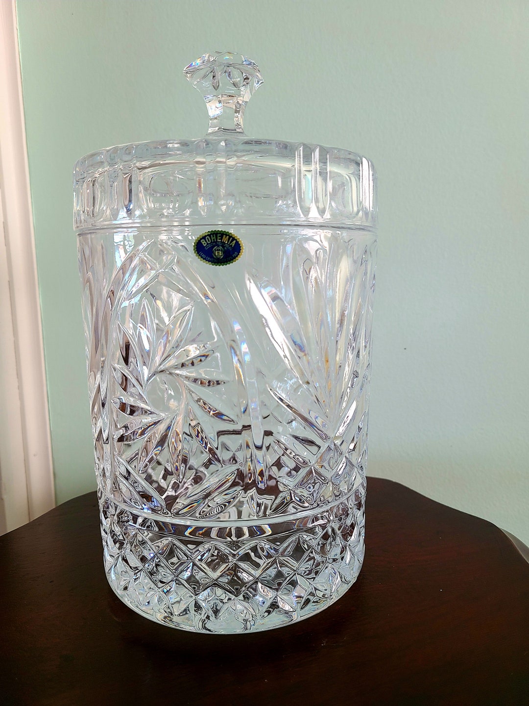 Vintage 24 Pbo Lead Crystal Cookie Jar / Candy Dish With Lid Etsy