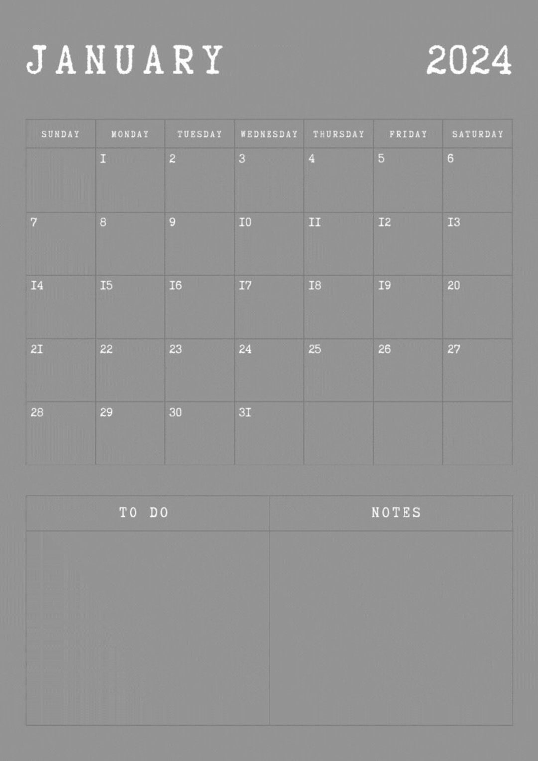 Typewrite Retro Calendar 2024 Year Planner Etsy
