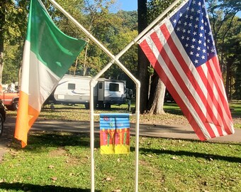 Custom Made Outdoor RV Portable PVC Campground Flag Pole Rotating With ...