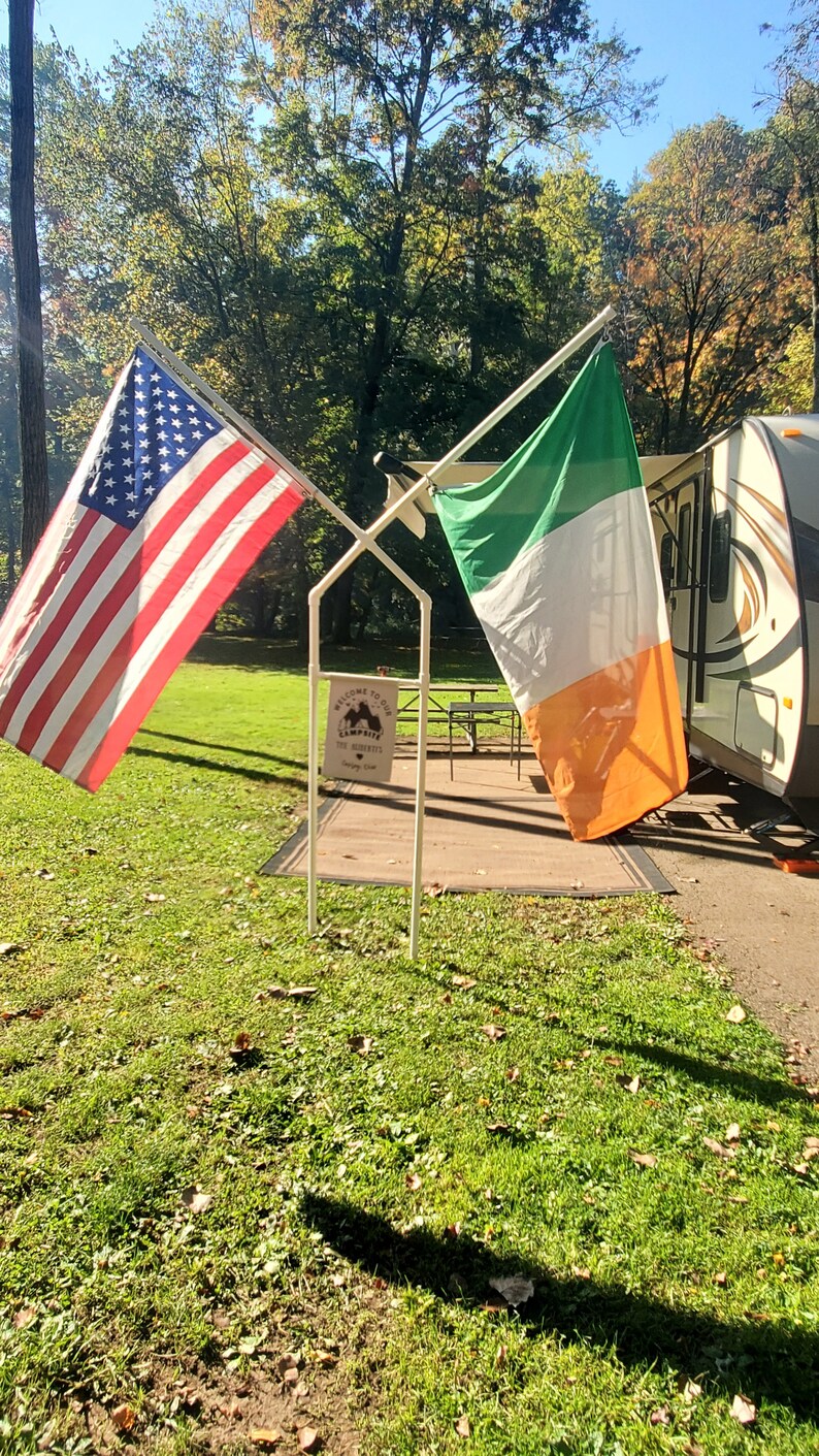 Custom Made PVC Outdoor RV Portable Campground Double Flag Pole With